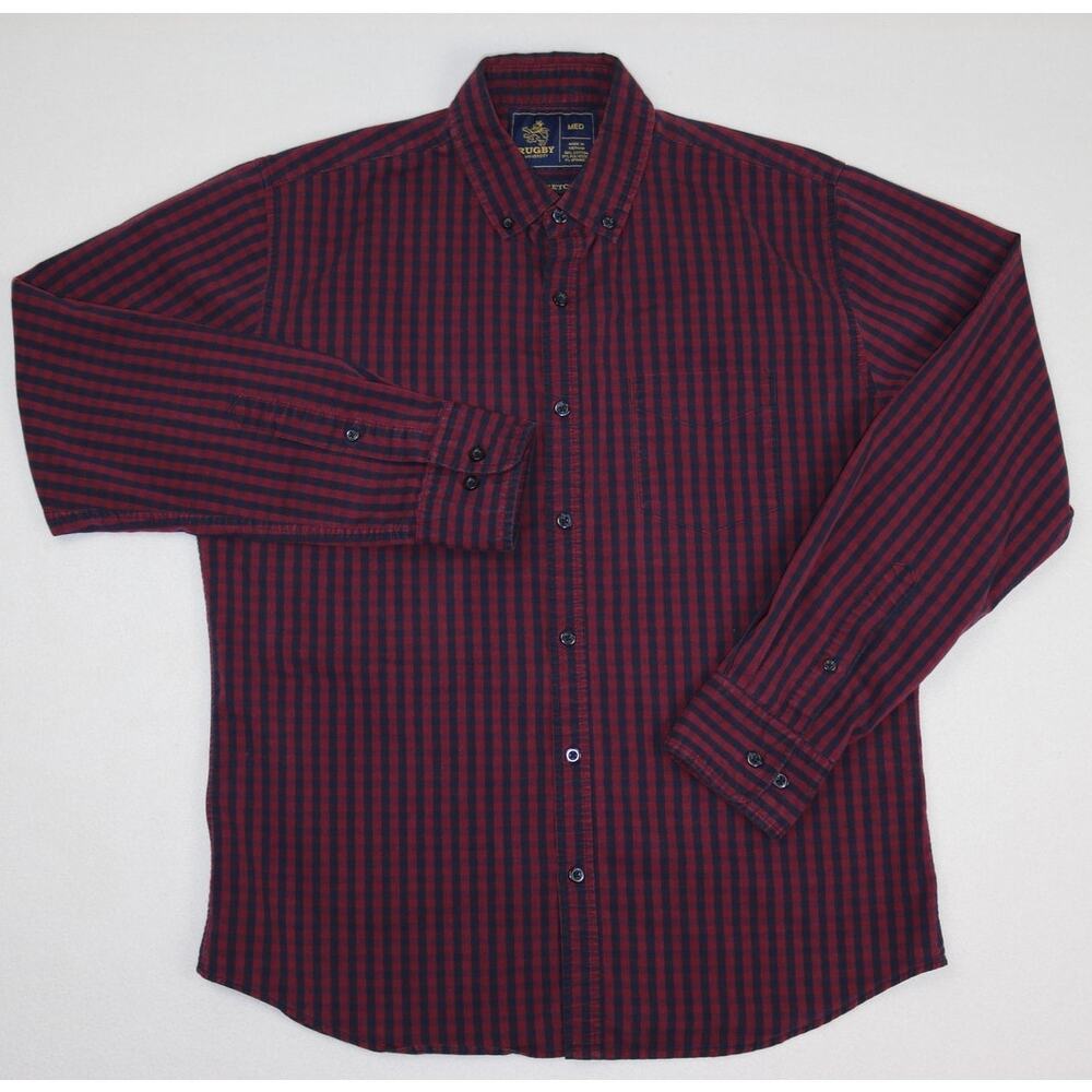 Rugby Ralph Lauren Mens Medium Red Black Plaid Long Sleeve Button Down Shirt M